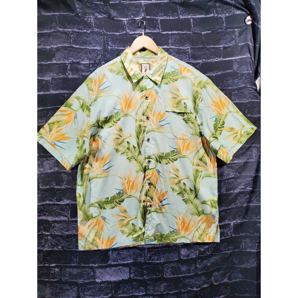 Jamaica Jaxx Hawaiian Shirt Mens XL 100% Silk Relax‎ Pin Up Stitched Camp